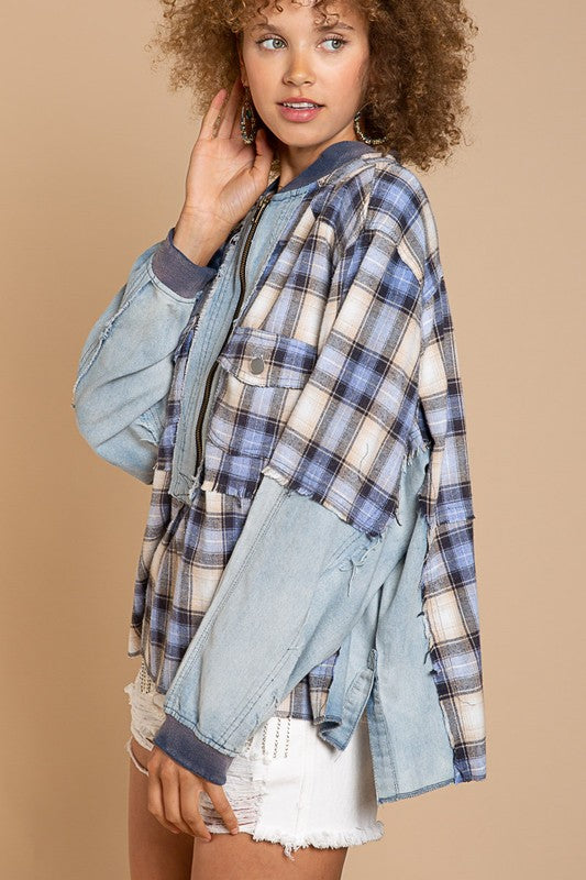 Plaid & Denim Pullover